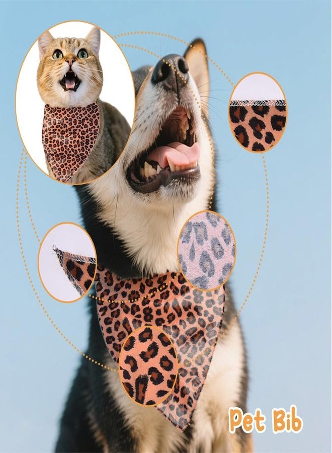 Yreamont Leopard Print Dog Bandana for Boy Girl Fashionable Dog Handkerchief for Halloween Bandanas for Puppy Bandanas for Boys Girls Leopard Print Pet Neck Scarf for Cat Puppy - Image 3